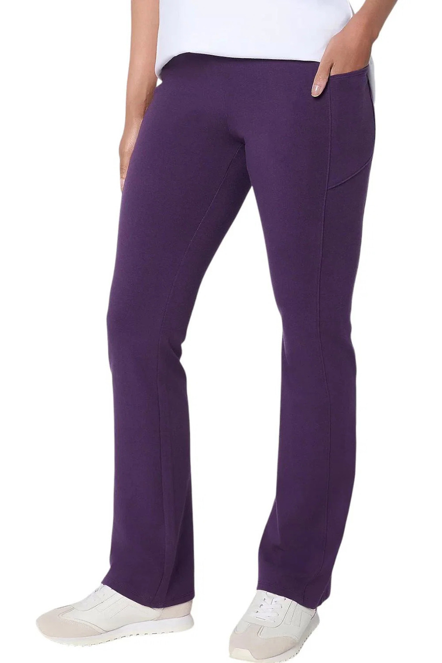 Denim & Co. Women's Duo Stretch Lightly Boot Pant w/ Pockets Prpl - Petite